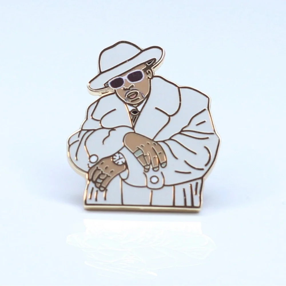 Tony Snow (pimp-c) player Stylish White and Gold Enamel Pin - Picture 5 of 11